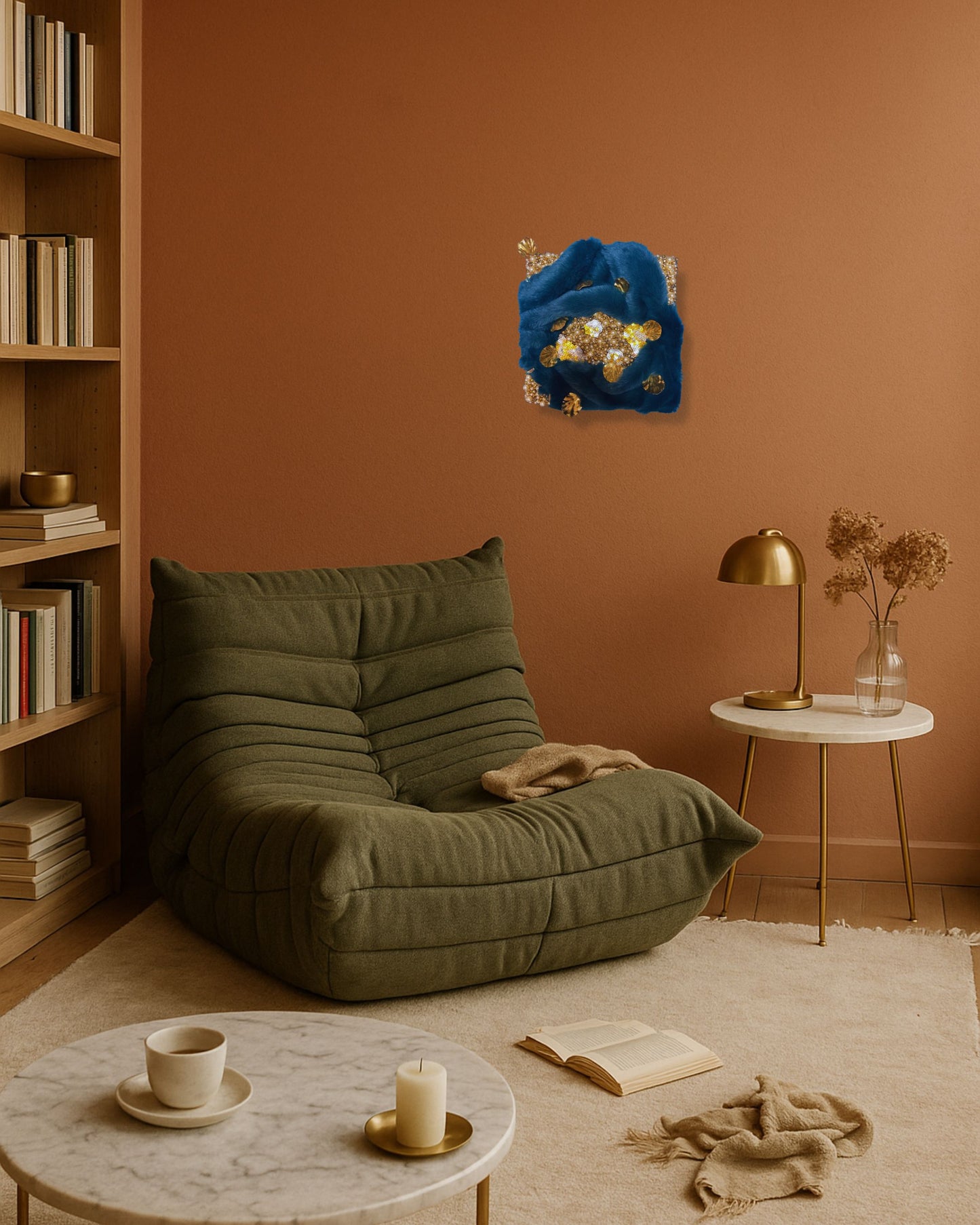 La Géode - Tableau brodé main (pièce unique, art textile contemporain)