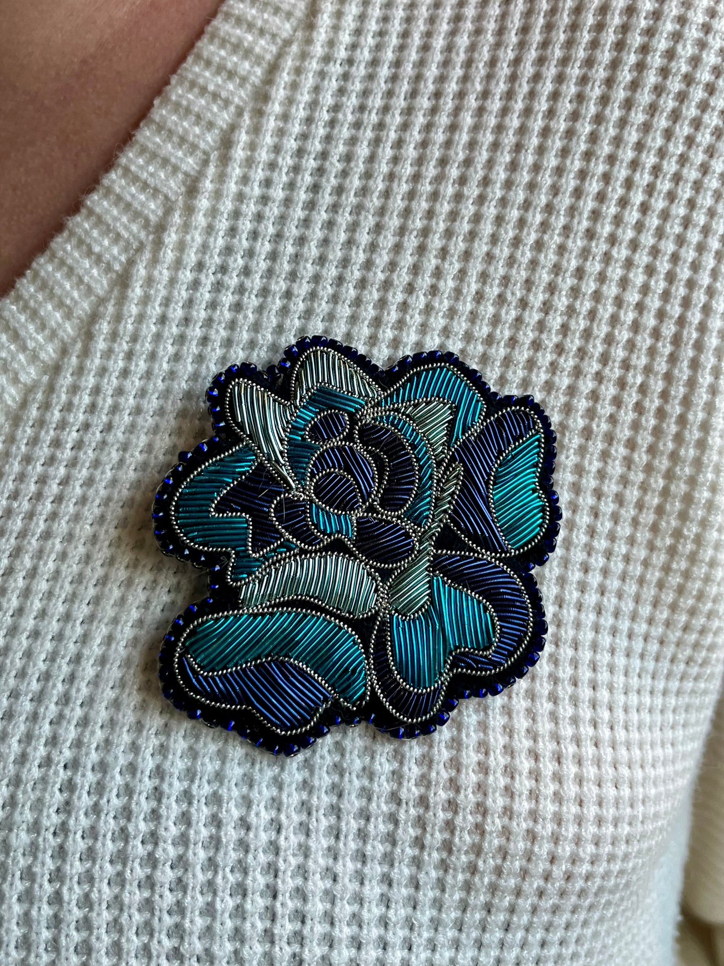 Broche Rose Givrée
